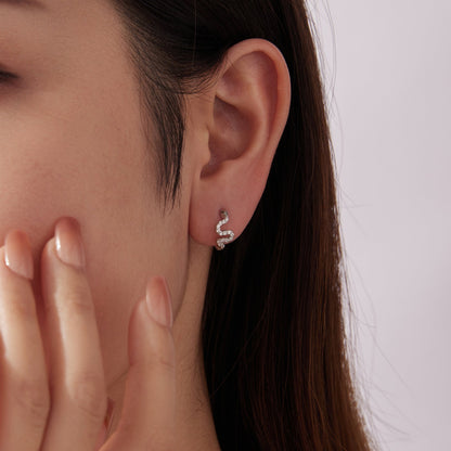 925 Sterling Silver Hoop Earrings with White Gold Plating and CZ Stones  DestGlow
