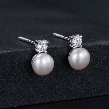 925 Sterling Silver Moissanite 0.1ct Freshwater Pearl Earrings for Women