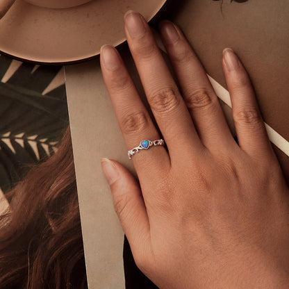 925 Sterling Silver Opal Pendant Ring for Women  DestGlow