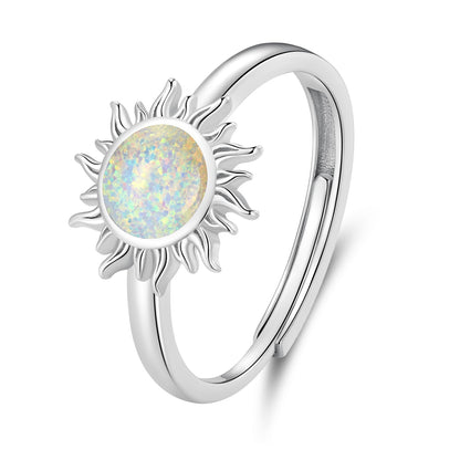 925 Sterling Silver Translucent Opal Platinum Plated Ring  DestGlow