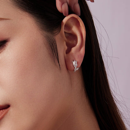 925 Sterling Silver Earrings with White Gold Plating and CZ  DestGlow