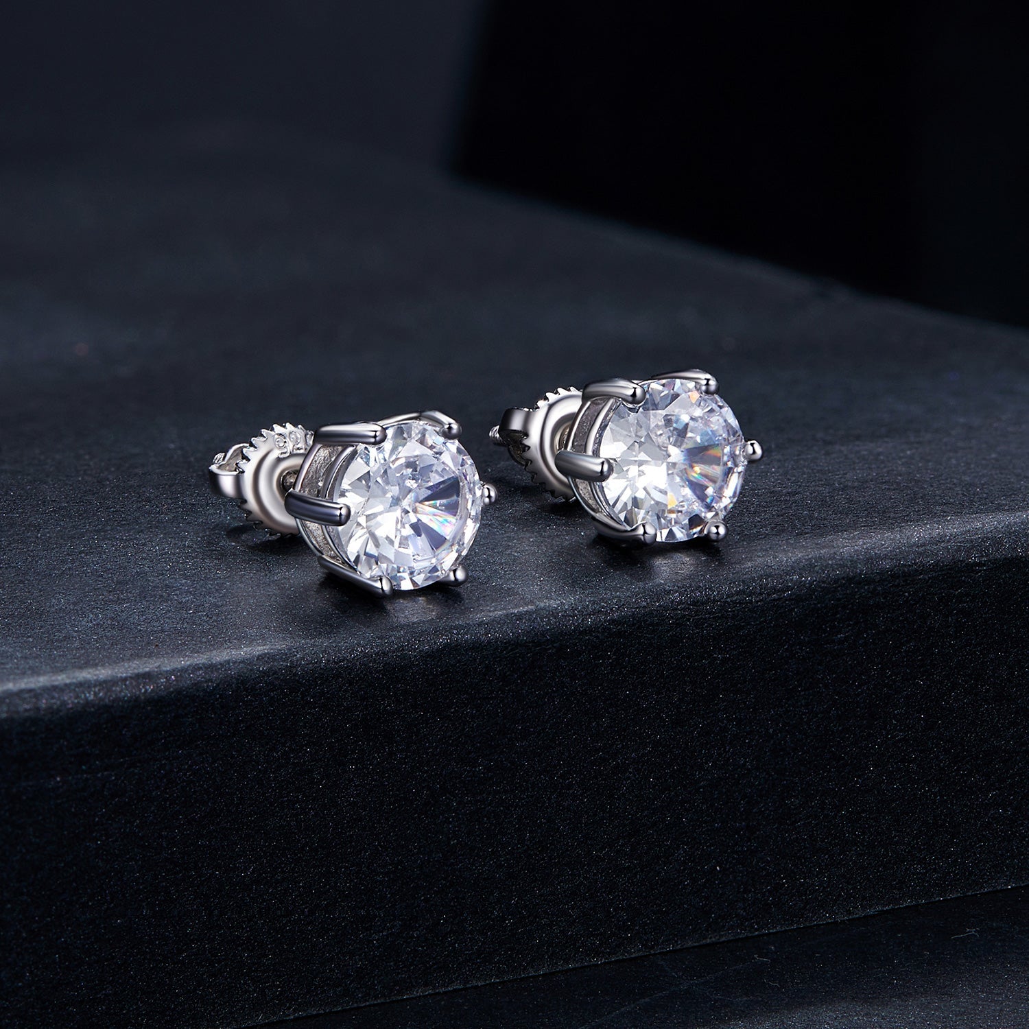 925 Sterling Silver Pavé Set CZ Earrings for Women - 0.5x0.5 cm  DestGlow