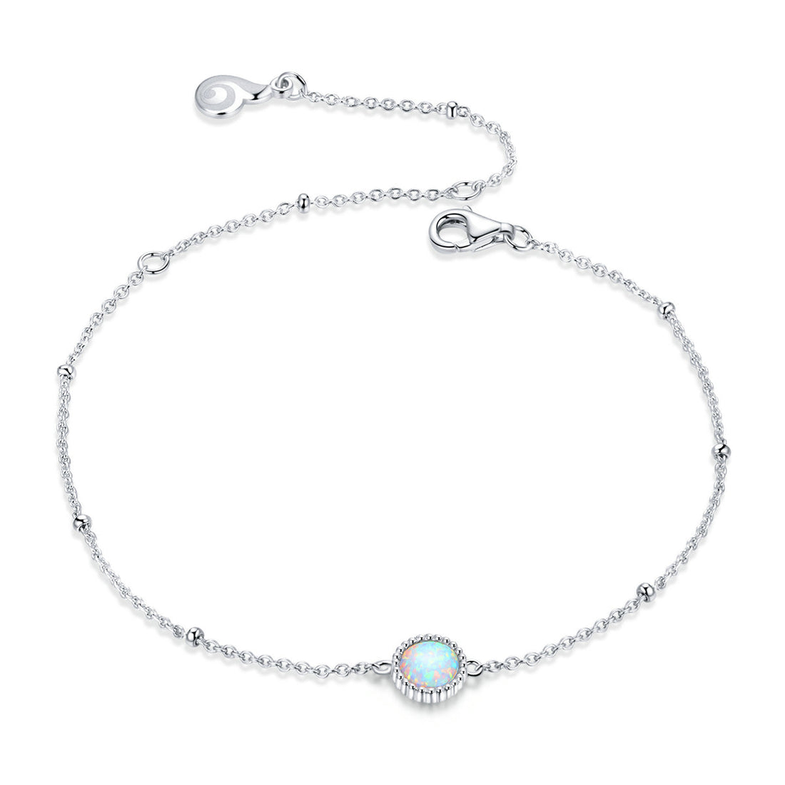 925 Sterling Silver Opal Bracelet for Women - Adjustable Size, Translucent Color  DestGlow