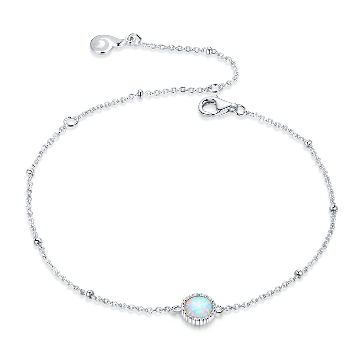925 Sterling Silver Opal Bracelet for Women - Adjustable Size, Translucent Color  DestGlow