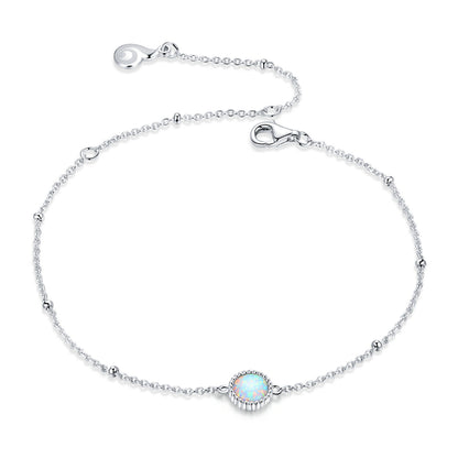 925 Sterling Silver Opal Bracelet for Women - Adjustable Size, Translucent Color  DestGlow
