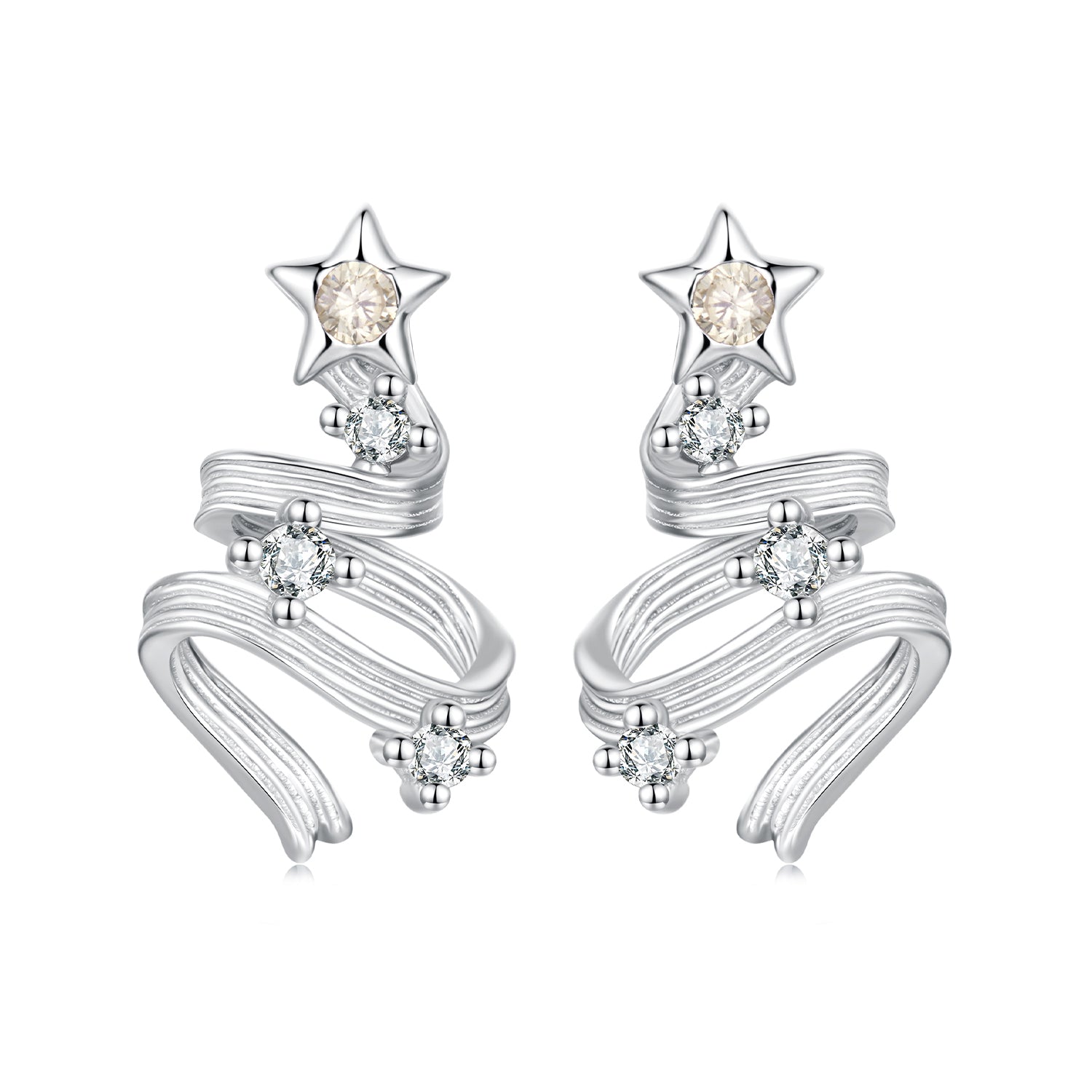 925 Sterling Silver Earrings with White Gold Plating and CZ  DestGlow