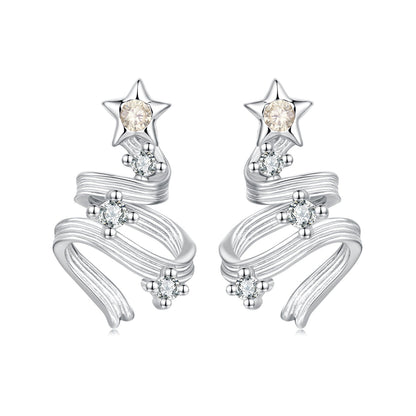 925 Sterling Silver Earrings with White Gold Plating and CZ  DestGlow