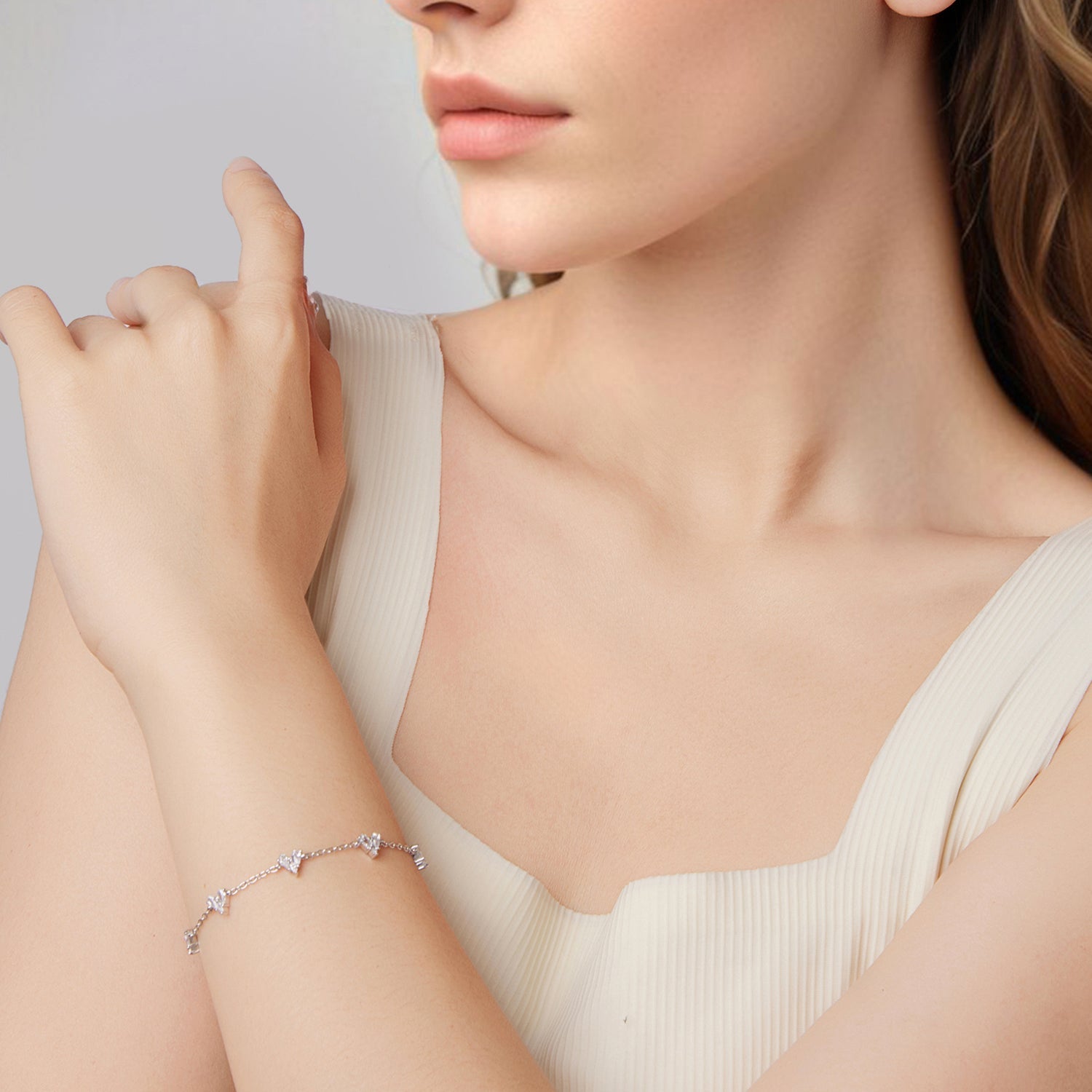 925 Sterling Silver Bracelet with White Gold Plating and CZ Paving for Women  DestGlow