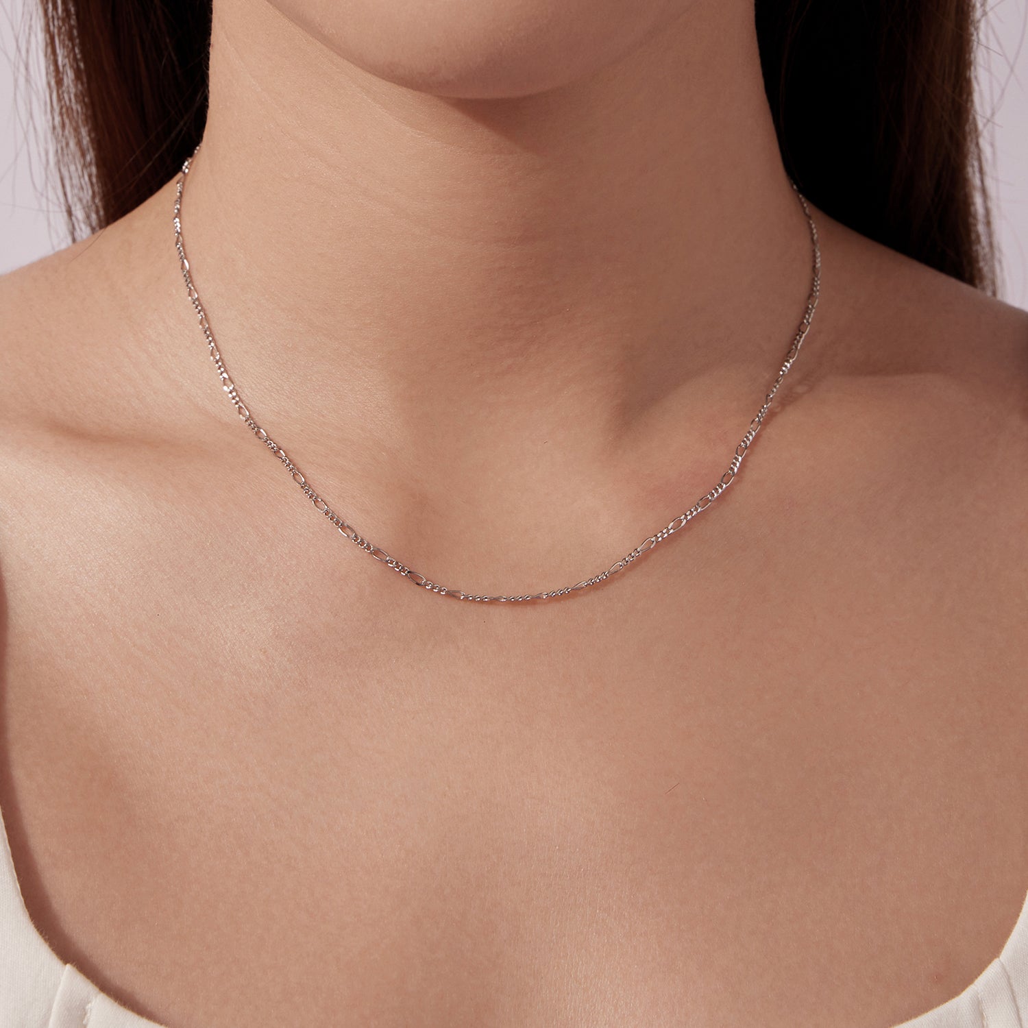 925 Sterling Silver 40cm Necklace with Plated White Gold  DestGlow