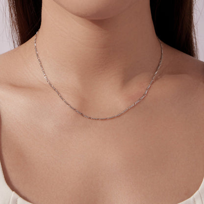 925 Sterling Silver 40cm Necklace with Plated White Gold  DestGlow