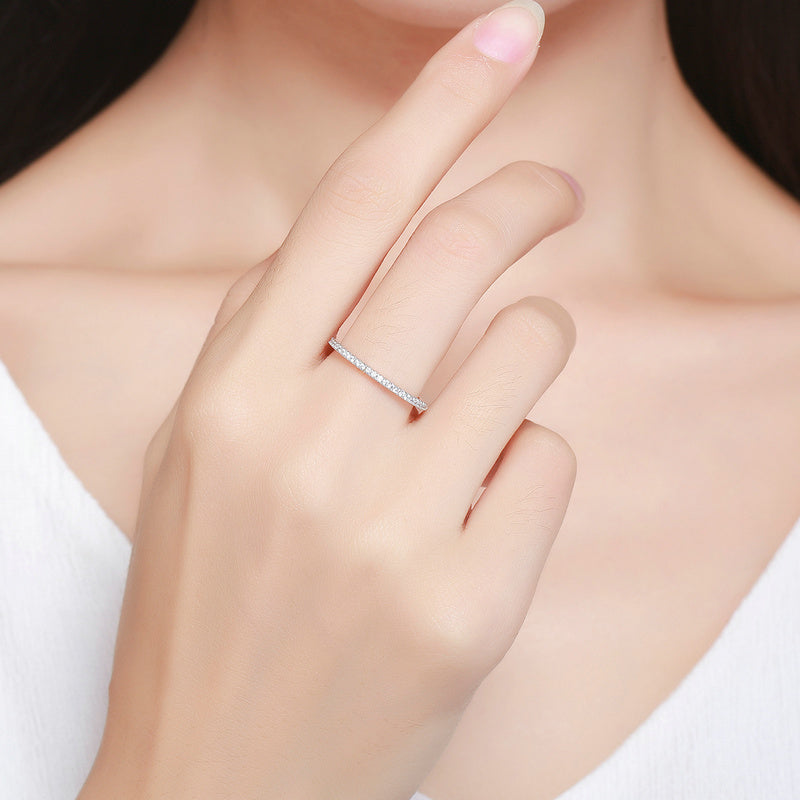 925 Sterling Silver Platinum Plated CZ Pavé Setting Ring Size 5.0 for Women by Bids.com