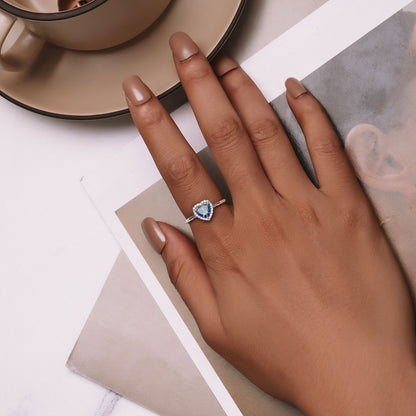 925 Sterling Silver Heart 8mm CZ Ring Size 6 for Women  DestGlow