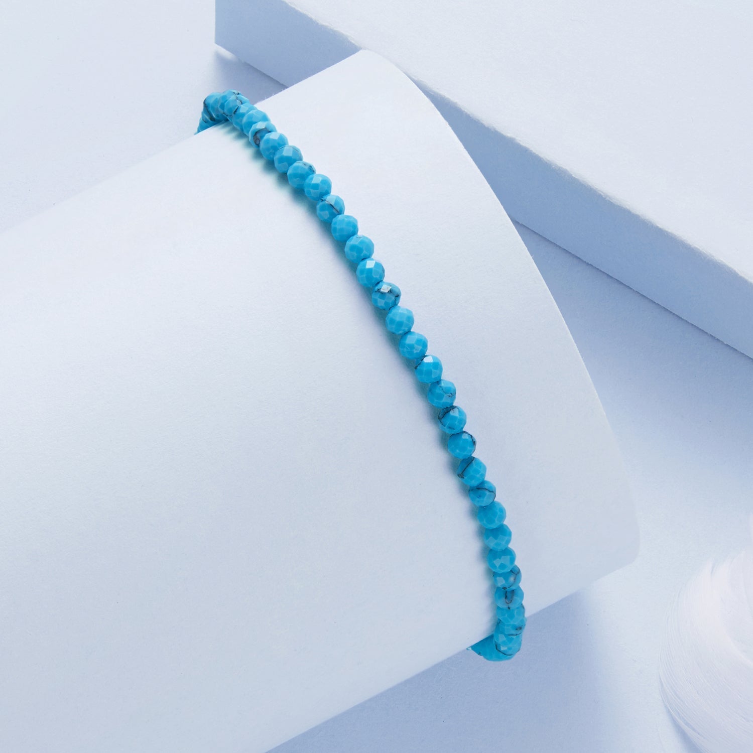 925 Sterling Silver Synthetic Turquoise Bracelet with White Gold Plating for Women  DestGlow