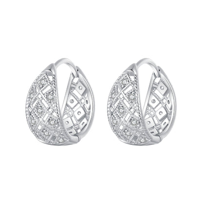 925 Sterling Silver White Gold Plated Pave Setting CZ Earrings 13*6mm for Women  DestGlow