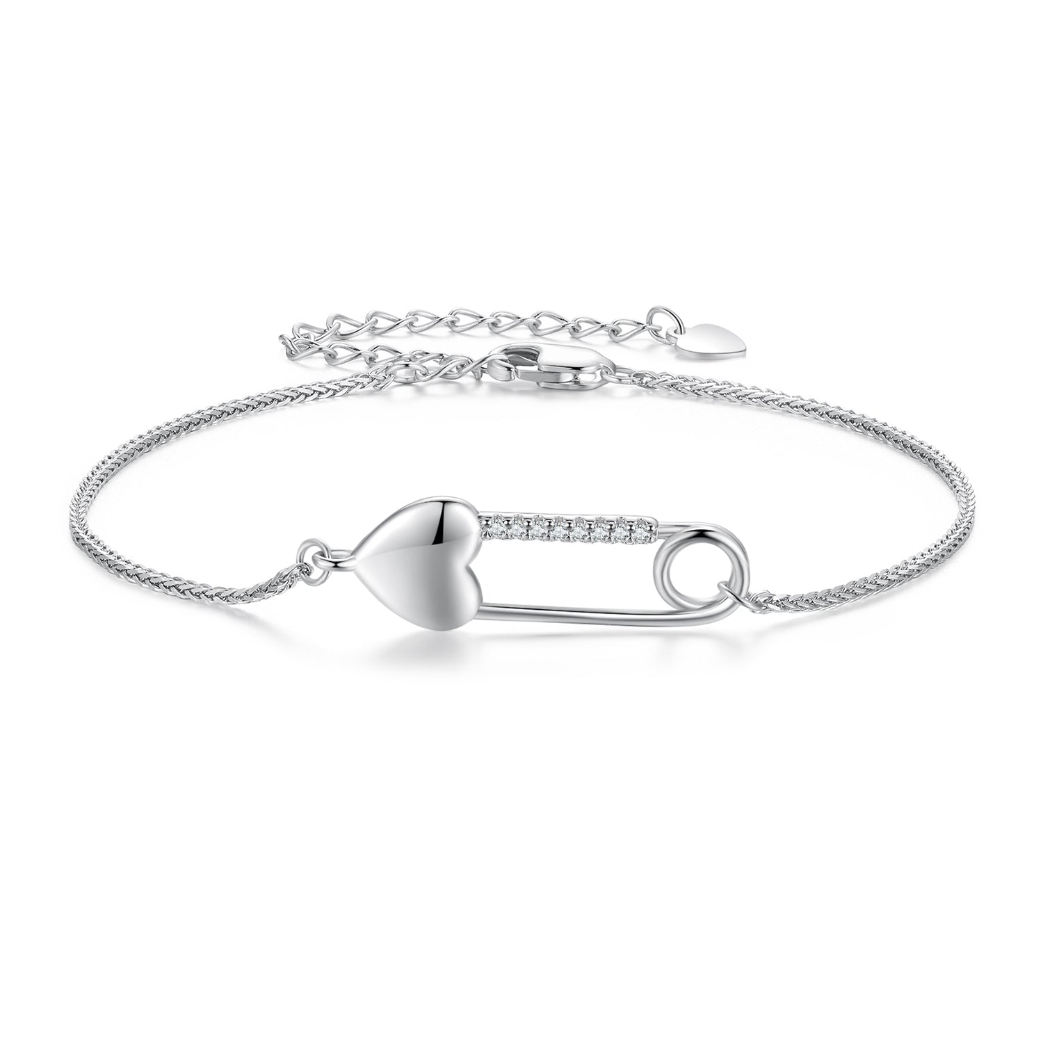 925 Sterling Silver Bracelet with CZ Pendant - 160mm Length and 8x26mm Pendant Size for Women  DestGlow