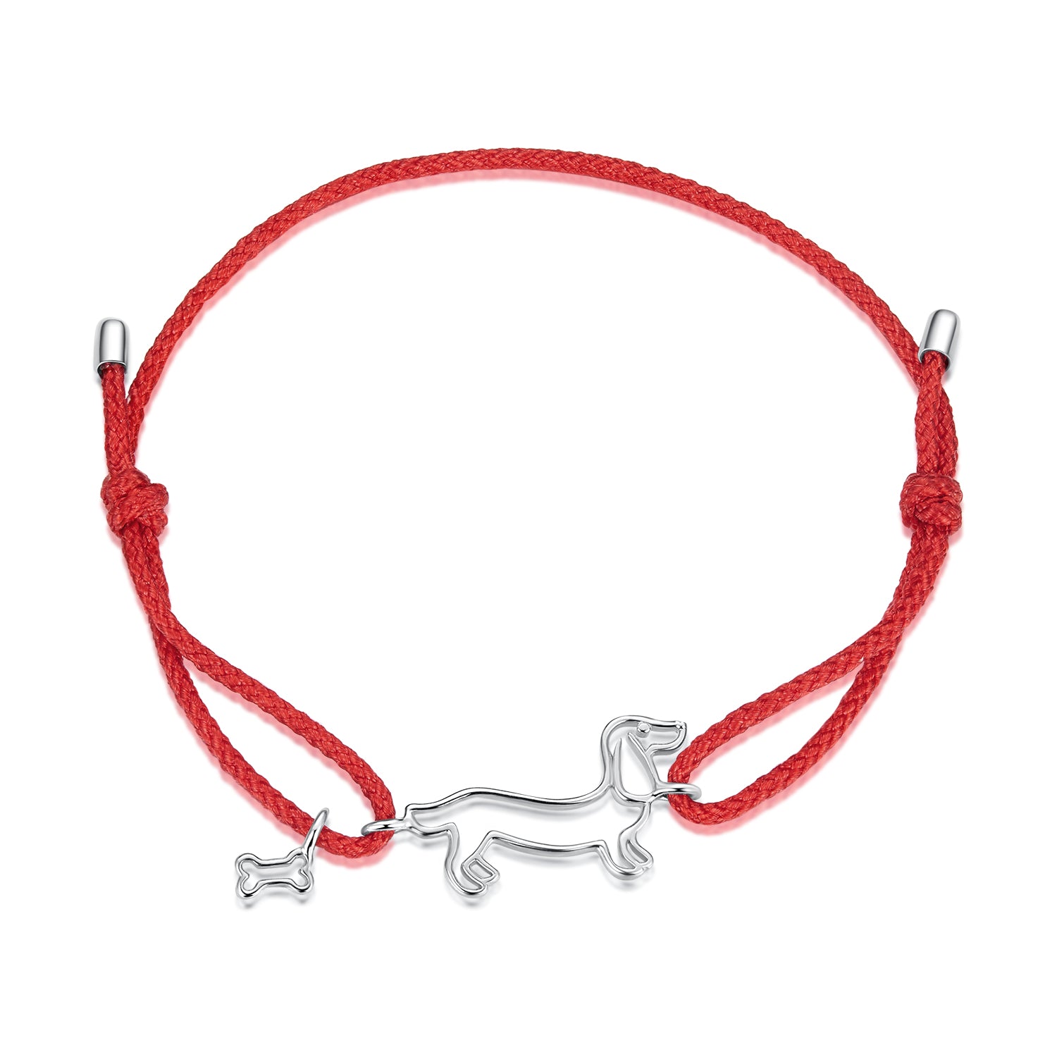 925 Sterling Silver White Gold Plated Adjustable Bracelet with Cotton Cord for Women  DestGlow