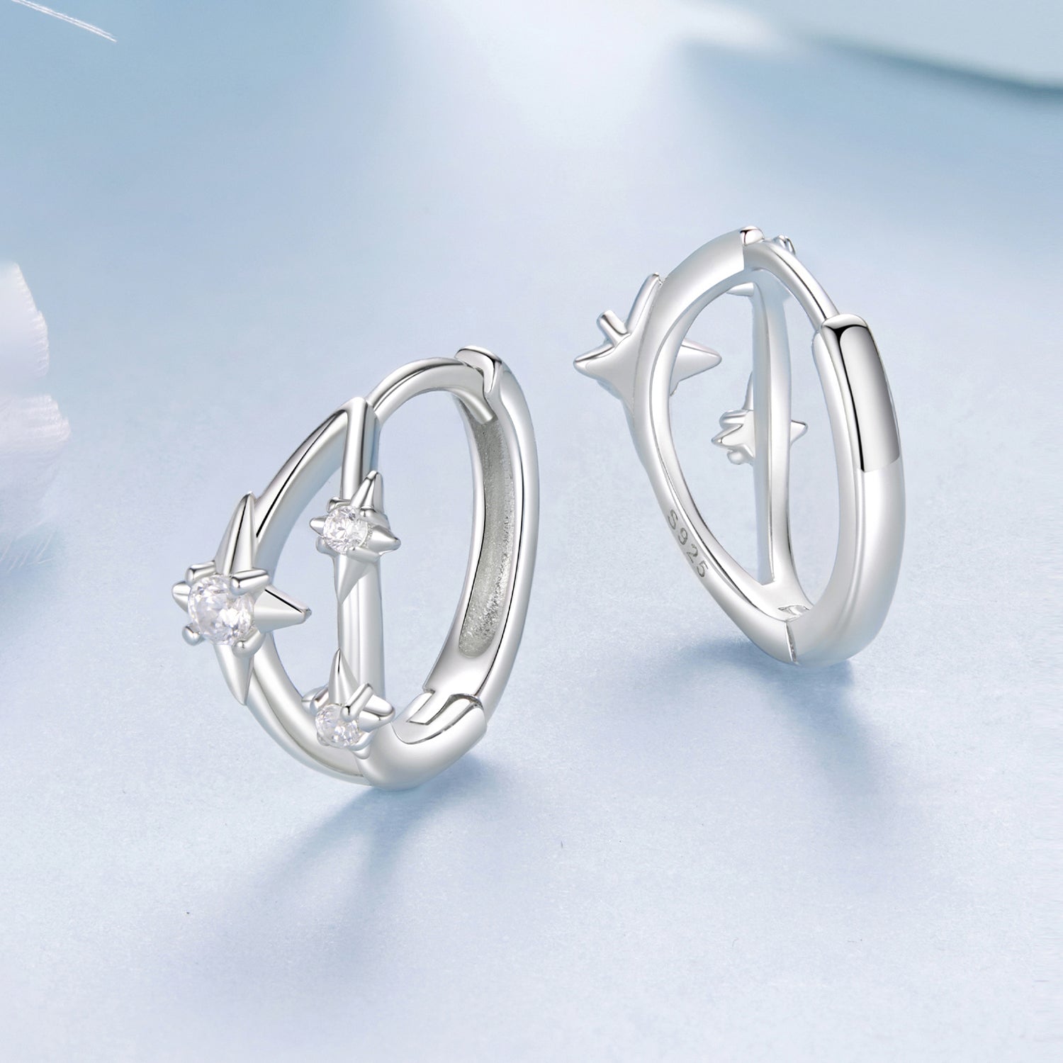 925 Sterling Silver Earrings with Pavé Setting CZ in White Gold for Women  DestGlow