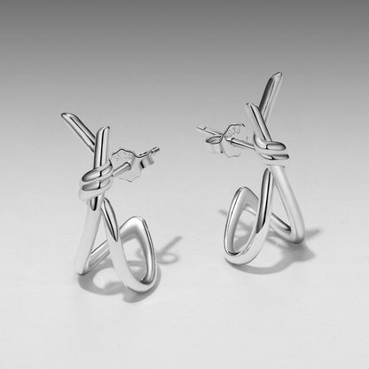 925 Sterling Silver Earrings for Women - Size 2.0*0.8 cm - Plated White Gold  DestGlow