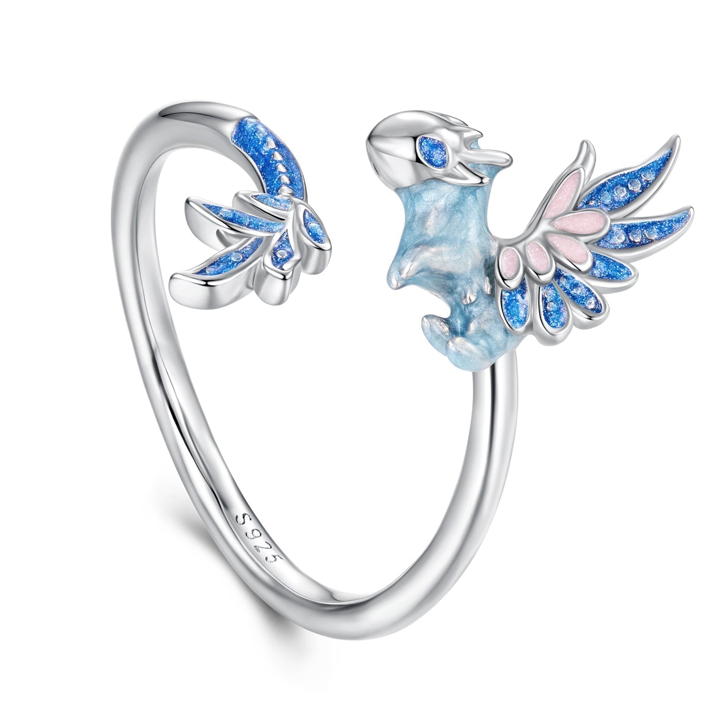 925 Sterling Silver Enamel Process Pavé CZ White Gold Ring for Women  DestGlow
