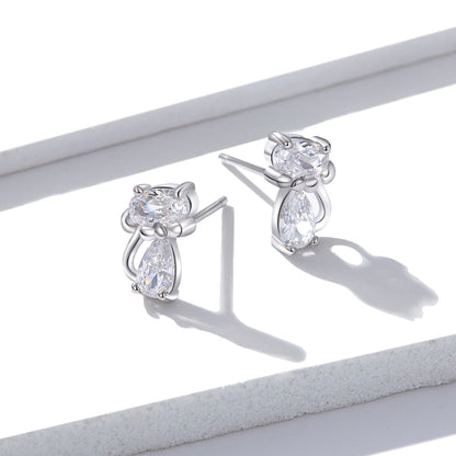 925 Sterling Silver Plated Platinum Earrings with Pavé Setting CZ for Women  DestGlow