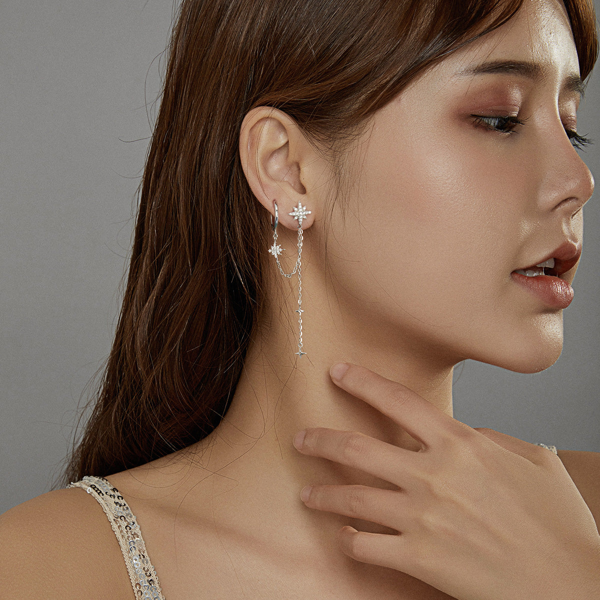 S925 Sterling Silver Earrings with CZ in Pavé Setting, 5.9cm Length, 1cm Size for Women  DestGlow