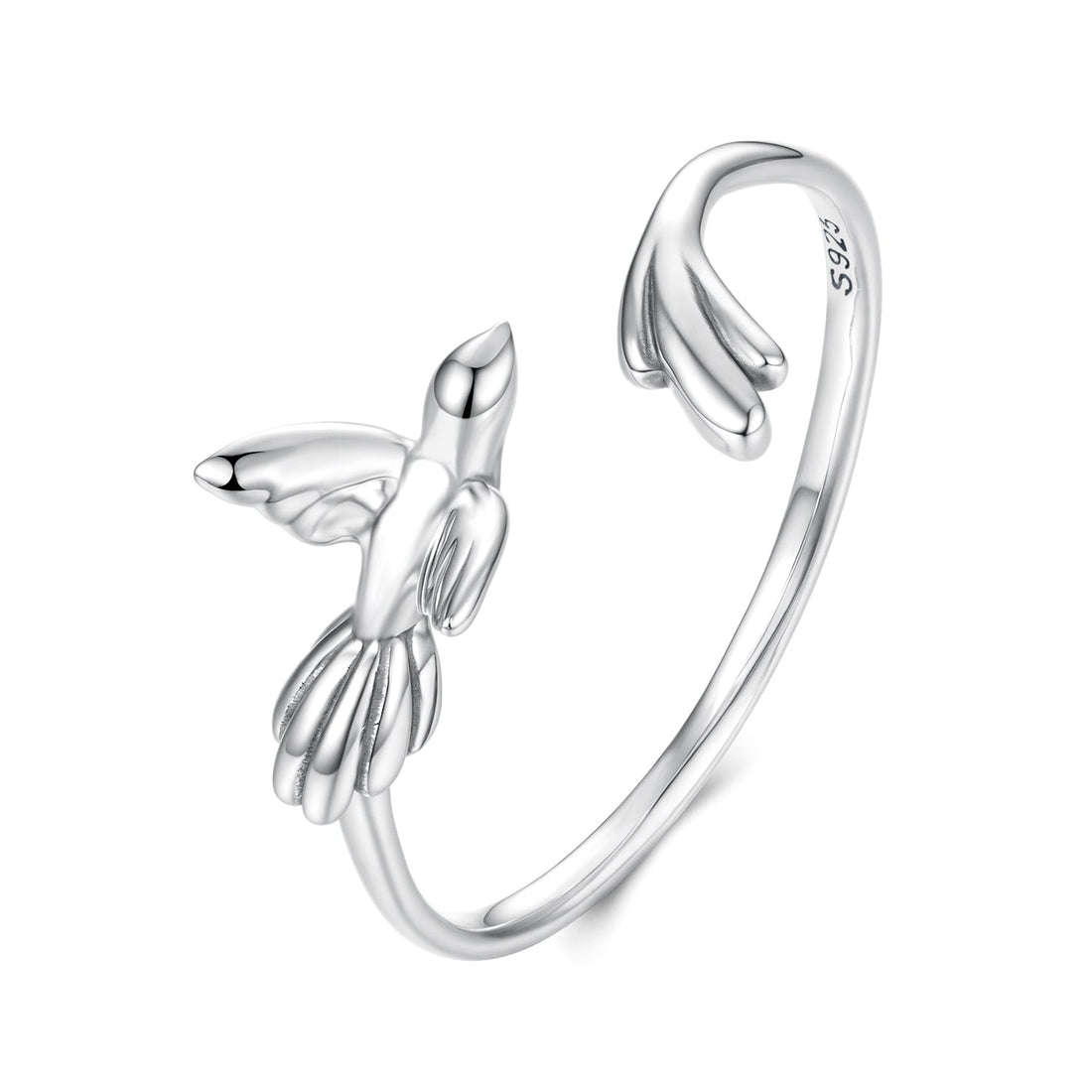 925 Sterling Silver Oxidized Silver Bird Ring for Women - 0.14cm Width, 0.7cm Bird Size  DestGlow