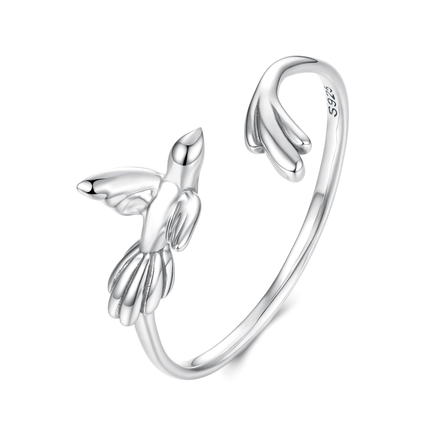 925 Sterling Silver Oxidized Silver Bird Ring for Women - 0.14cm Width, 0.7cm Bird Size  DestGlow