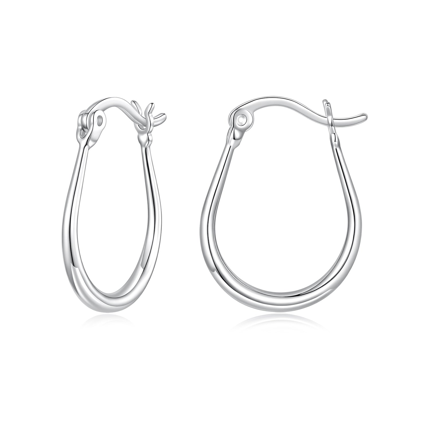 925 Sterling Silver Earrings for Women - 2.9x0.2cm, Plated White Gold, Style L  DestGlow
