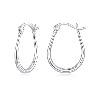 925 Sterling Silver Earrings for Women - 2.9x0.2cm, Plated White Gold, Style L  DestGlow