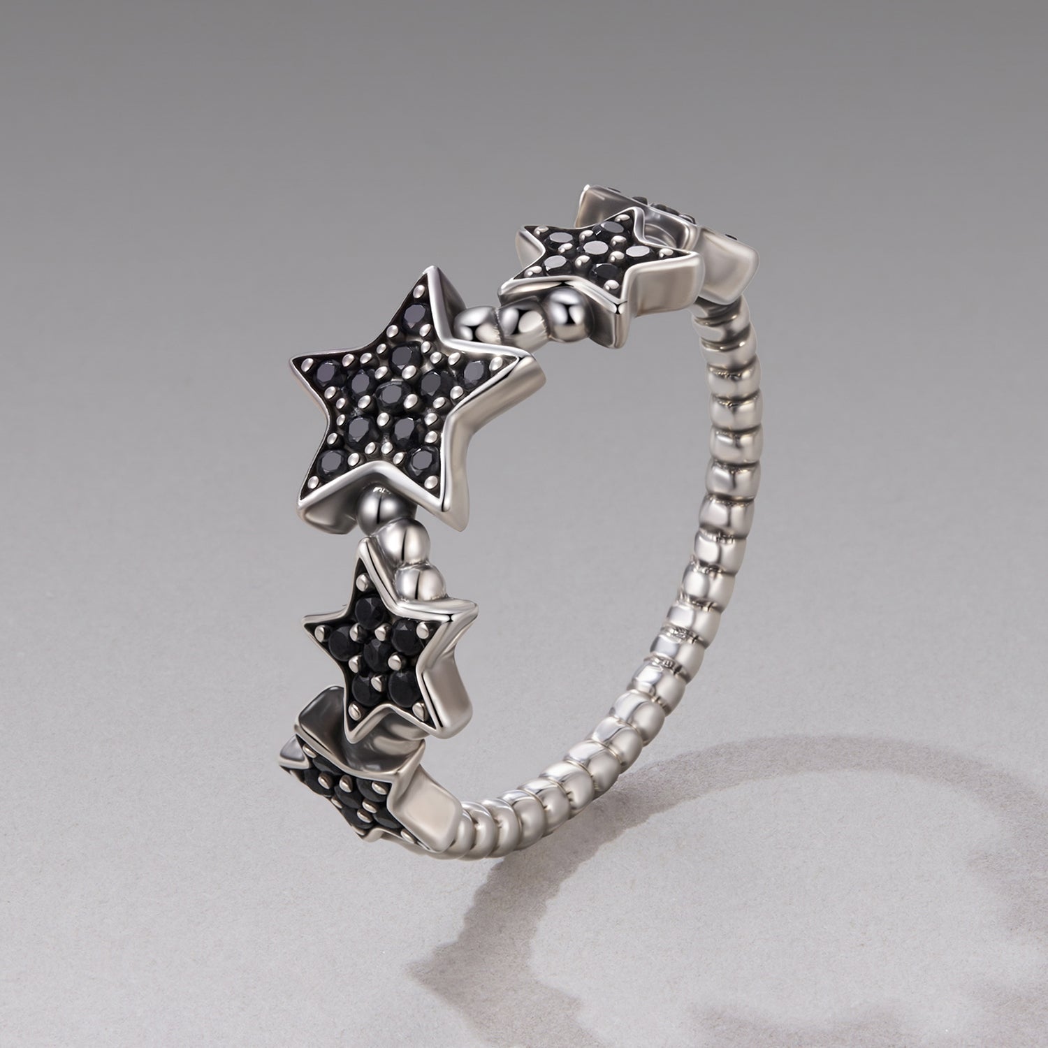 925 Sterling Silver Oxidized Rings with Pavé Setting CZ, Size 6.0 for Women  DestGlow