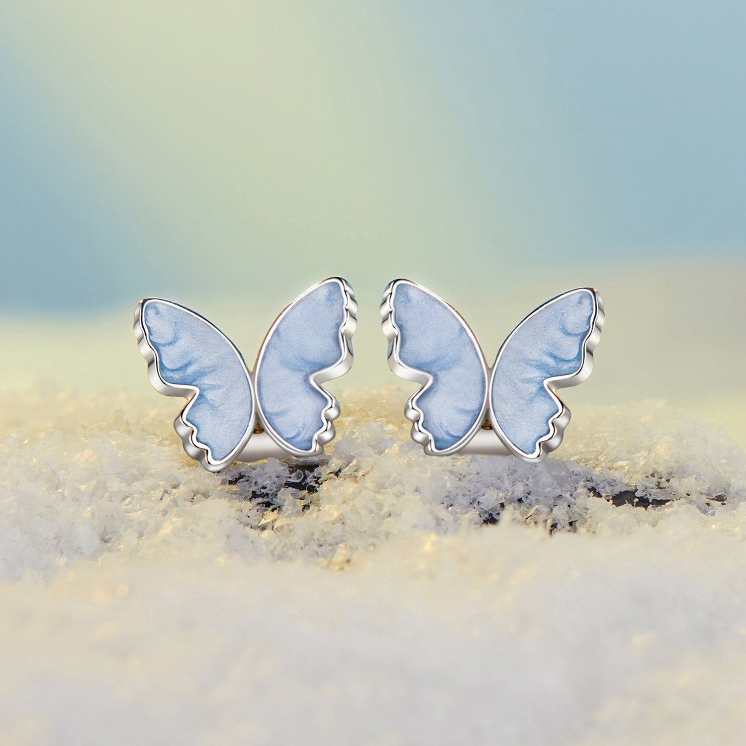 925 Sterling Silver Enamel White Gold Plated Earrings for Women - 1.0x1.2cm  DestGlow