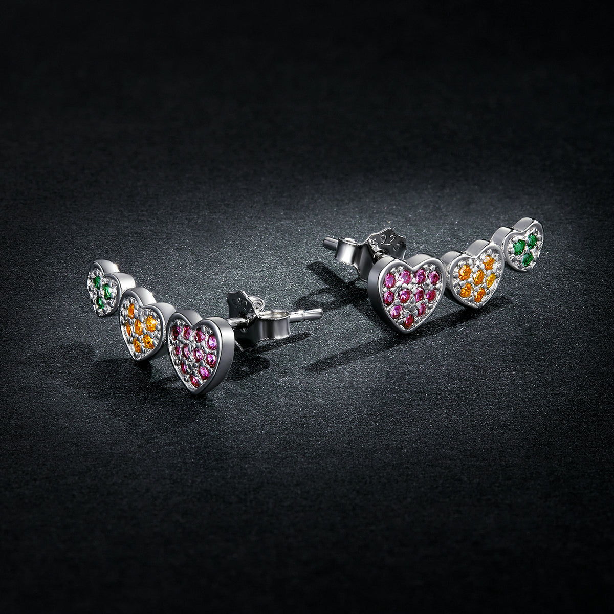 925 Sterling Silver Earrings with Pavé Setting and Plated Platinum, Size: 0.5*1.3cm, Women  DestGlow