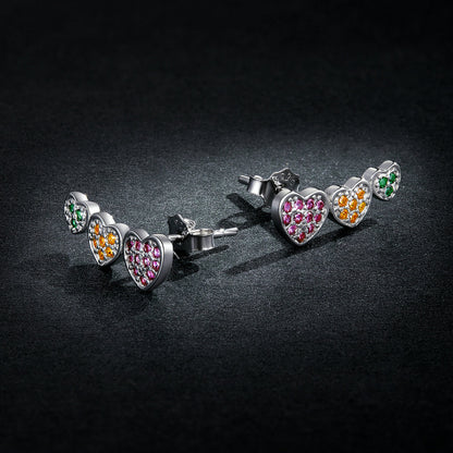 925 Sterling Silver Earrings with Pavé Setting and Plated Platinum, Size: 0.5*1.3cm, Women  DestGlow
