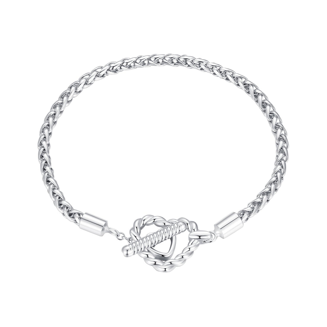 925 Sterling Silver 3.0mm Plated Platinum Bracelet Size 17.0 for Women  DestGlow