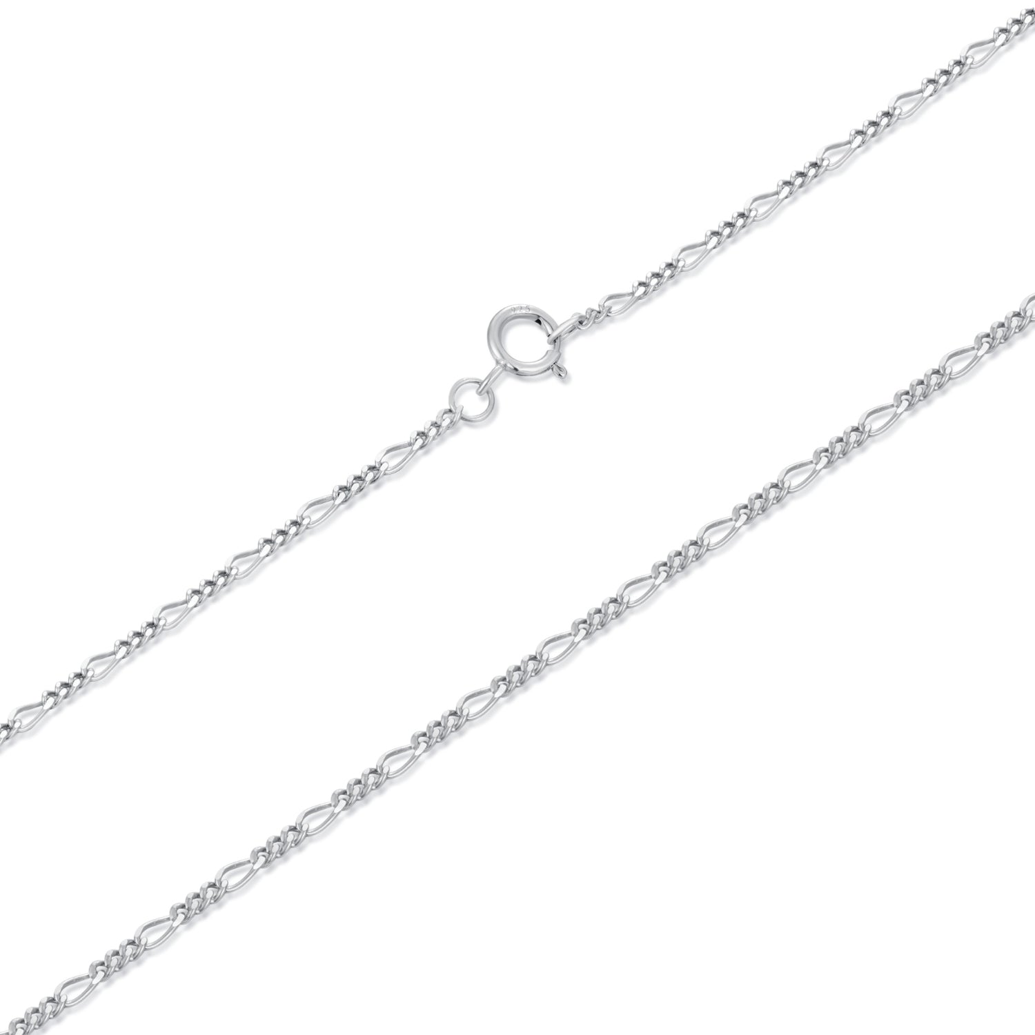 925 Sterling Silver 40cm Necklace with Plated White Gold  DestGlow