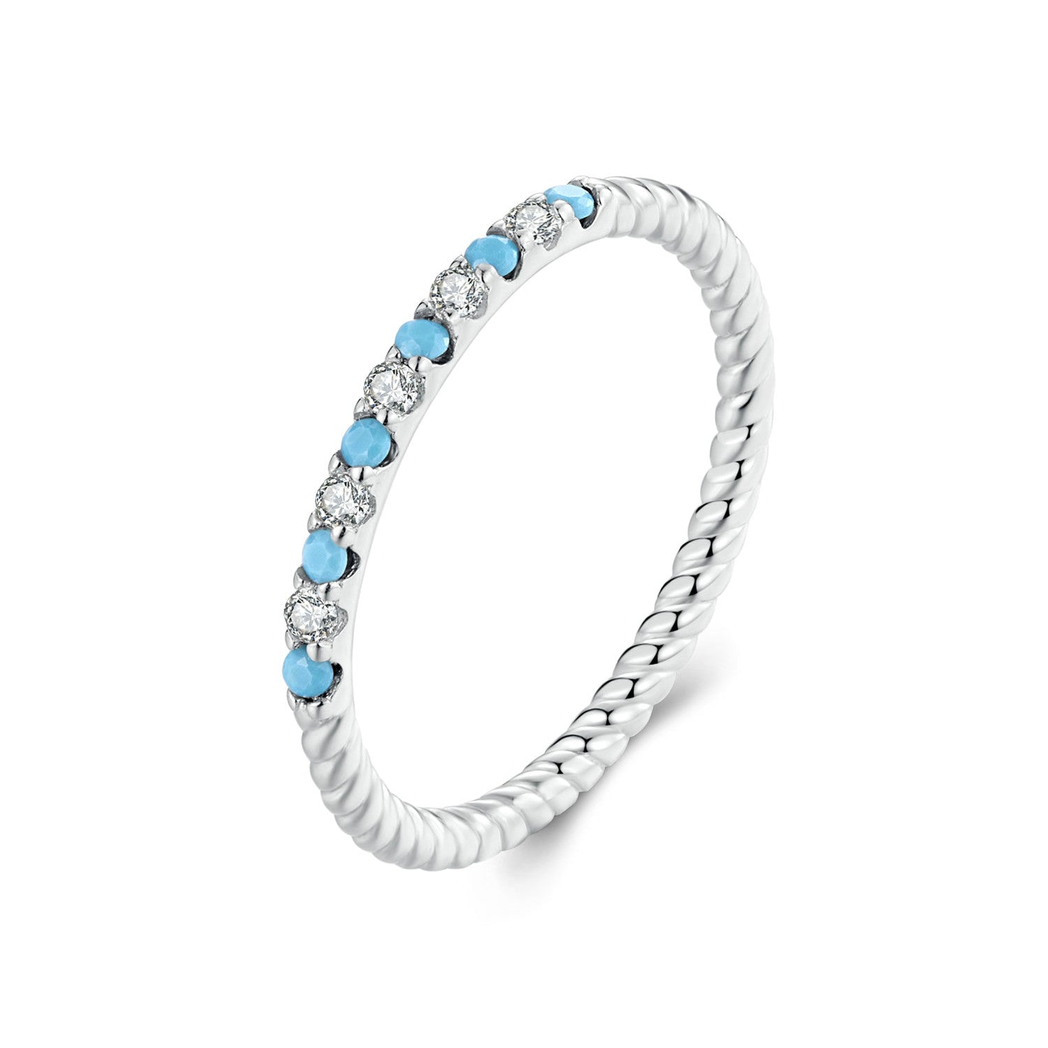 925 Sterling Silver White Gold Plated Turquoise Ring Size 6.0 for Women  DestGlow