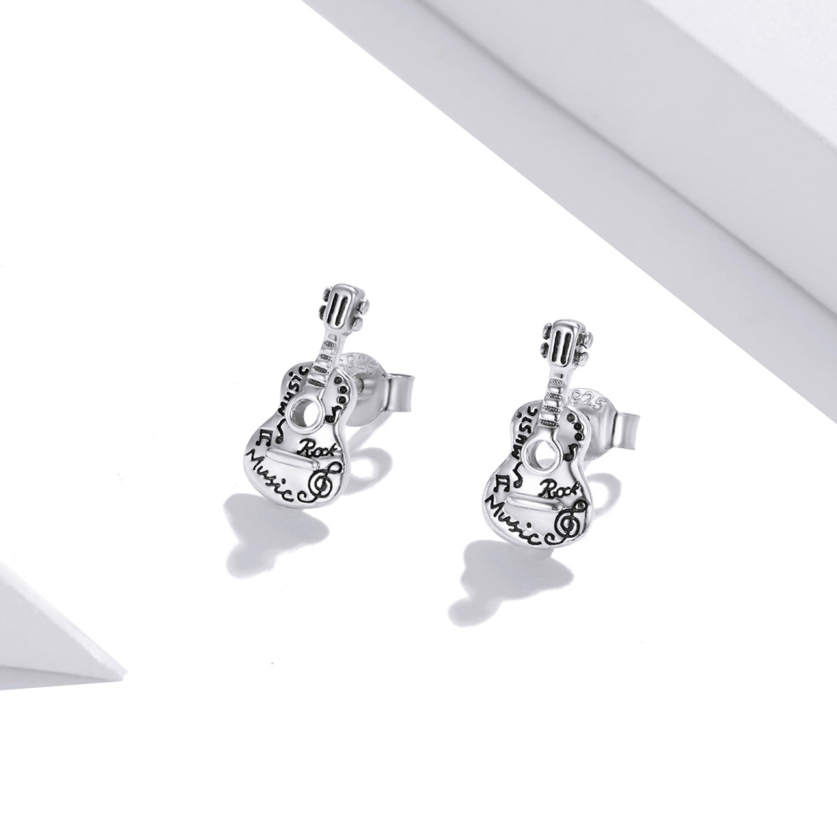 925 Sterling Silver &amp; Oxidized Silver Earrings for Women - 1.3*0.6cm