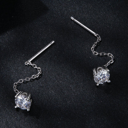 925 Sterling Silver 4.0 Carat Moissanite Earrings for Women