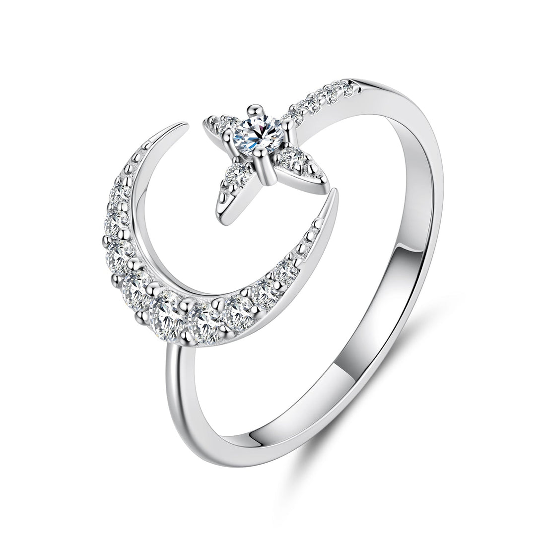 925 Sterling Silver Moissanite 0.25cm White Gold Plated Ring - Size E for Women  DestGlow