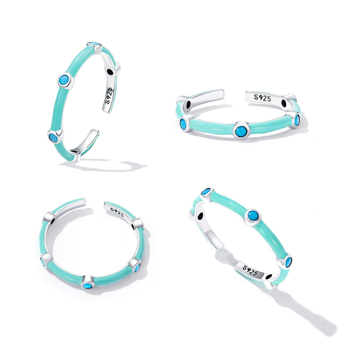 925 Sterling Silver Turquoise Enamel Oxidized Ring  DestGlow