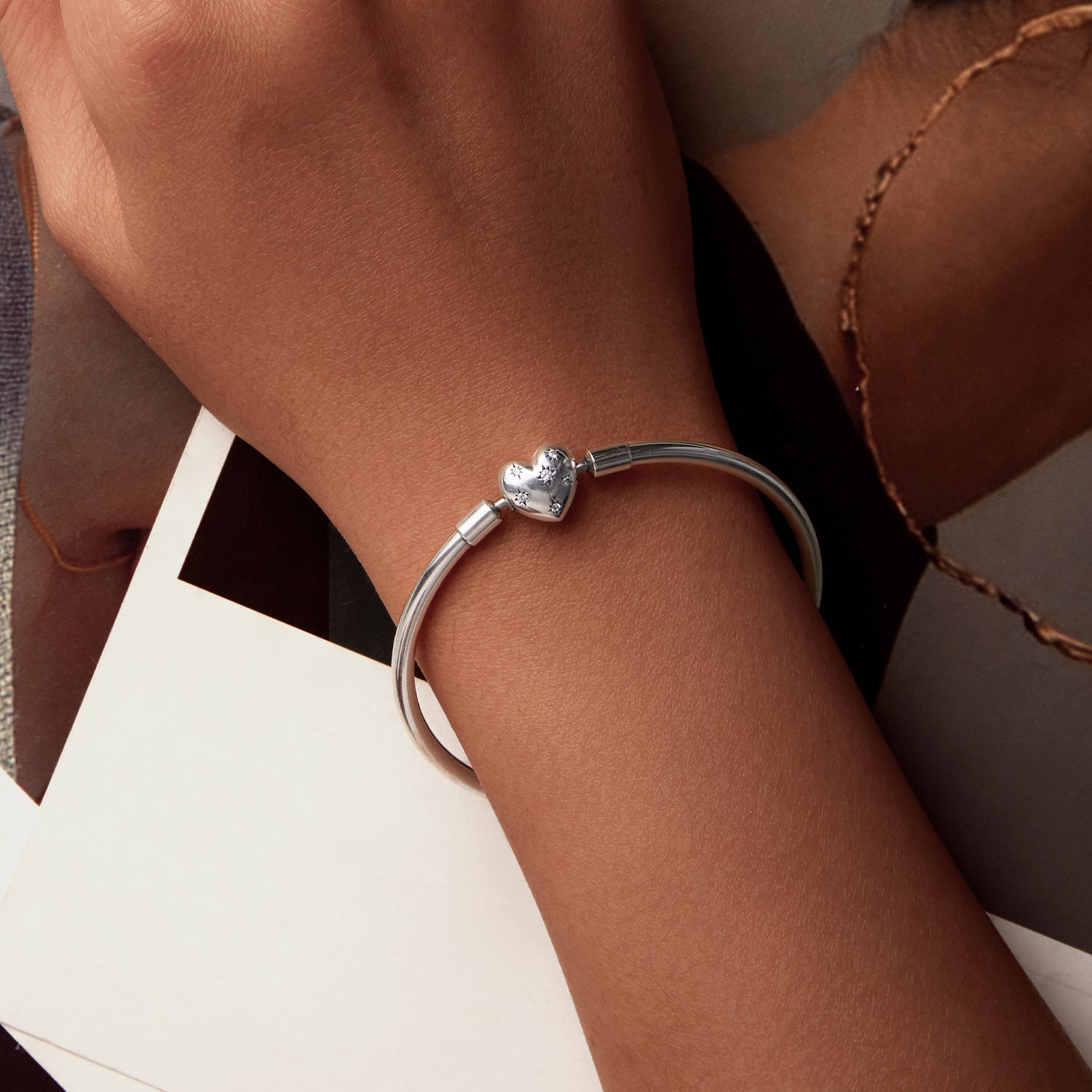 925 Sterling Silver White Gold Plated 17.0cm CZ Bracelet for Women  DestGlow