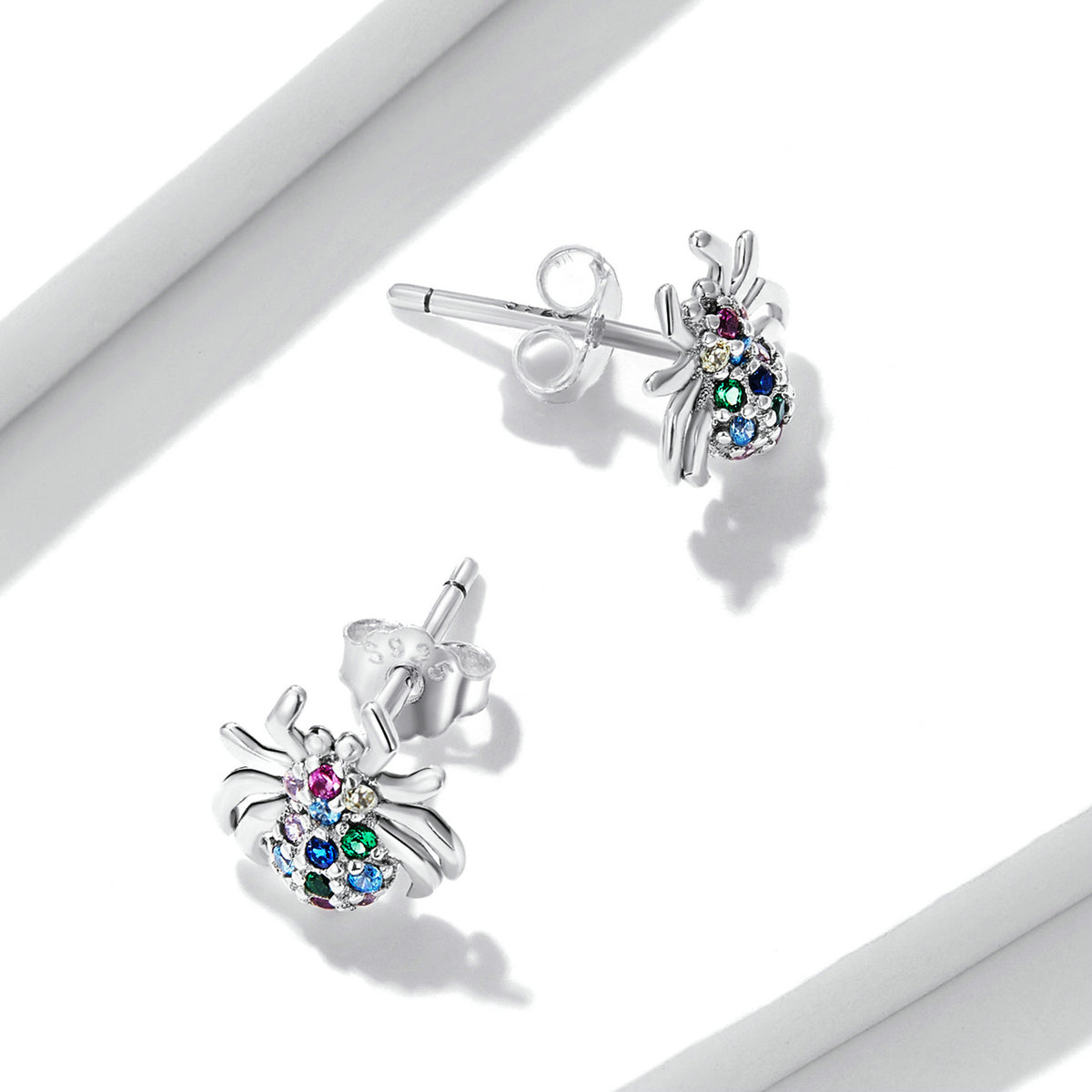 925 Sterling Silver Earrings with Pavé Setting CZ, Oxidized Silver, 0.7*0.8 cm for Women  DestGlow