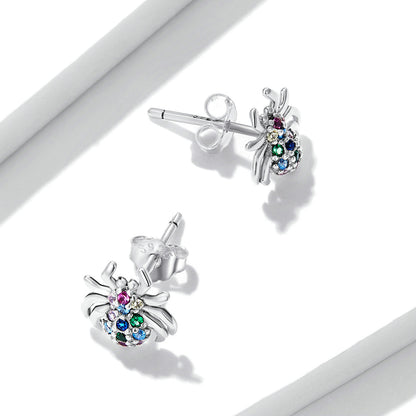925 Sterling Silver Earrings with Pavé Setting CZ, Oxidized Silver, 0.7*0.8 cm for Women  DestGlow