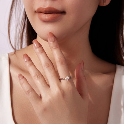 925 Sterling Silver White Gold Plated Ring with Nacre and CZ for Women  DestGlow