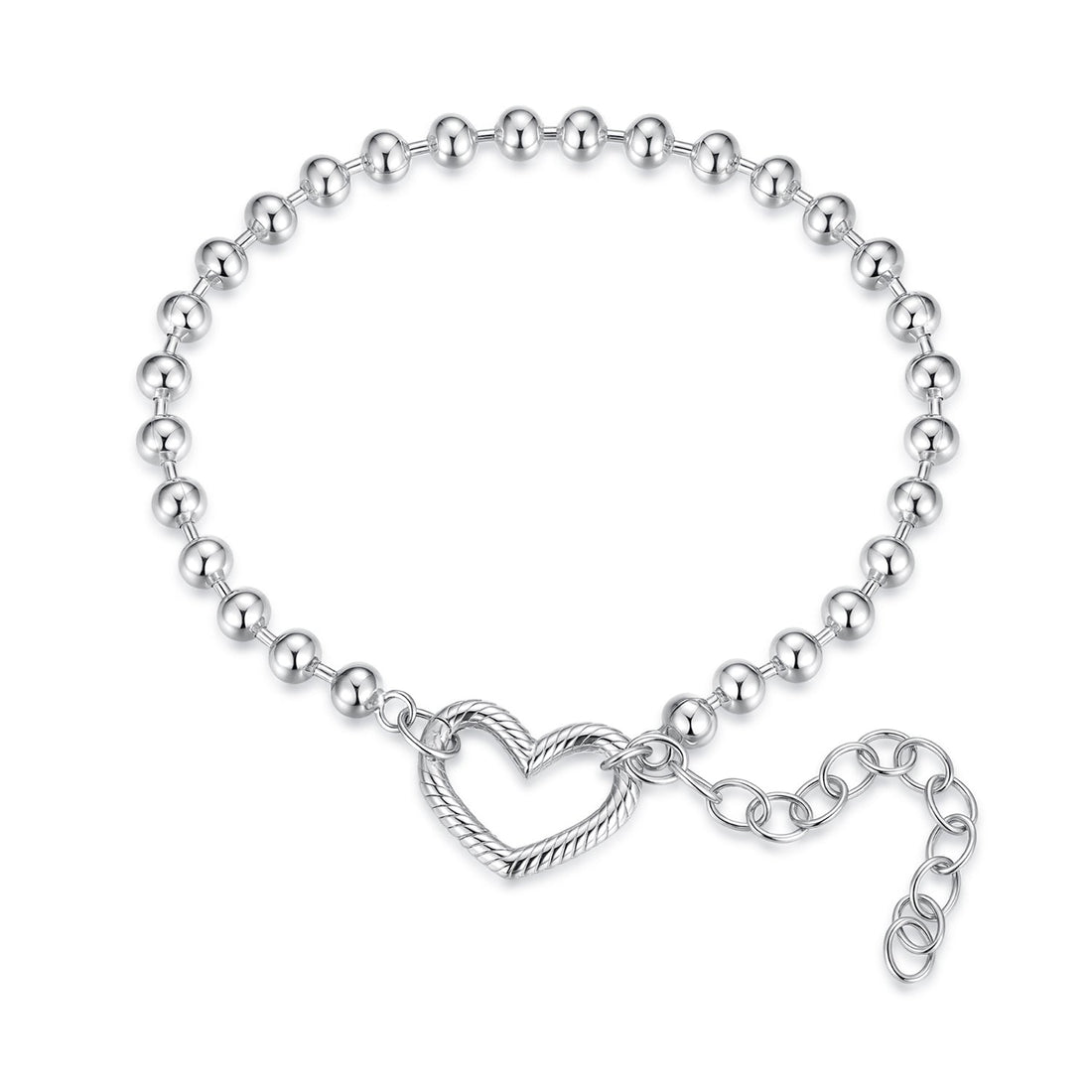925 Sterling Silver 16+5cm White Gold Plated Heart Bracelet for Women  DestGlow
