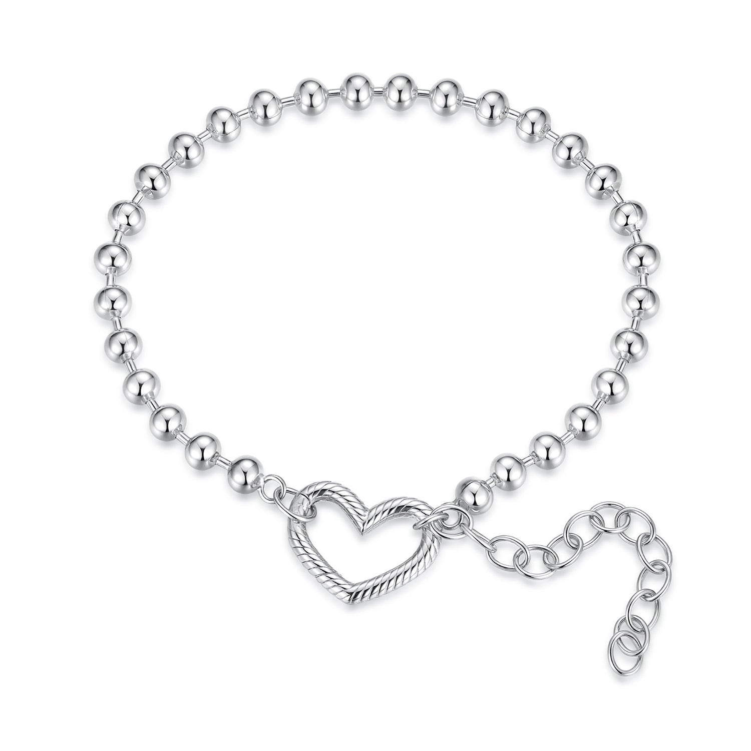 925 Sterling Silver 16+5cm White Gold Plated Heart Bracelet for Women  DestGlow