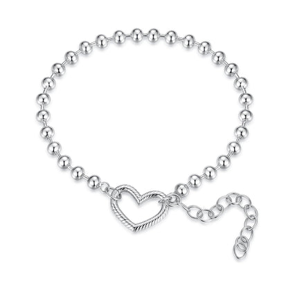 925 Sterling Silver 16+5cm White Gold Plated Heart Bracelet for Women  DestGlow