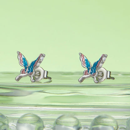 925 Sterling Silver White Gold Plated Enamel Earrings 9x10mm for Women  DestGlow