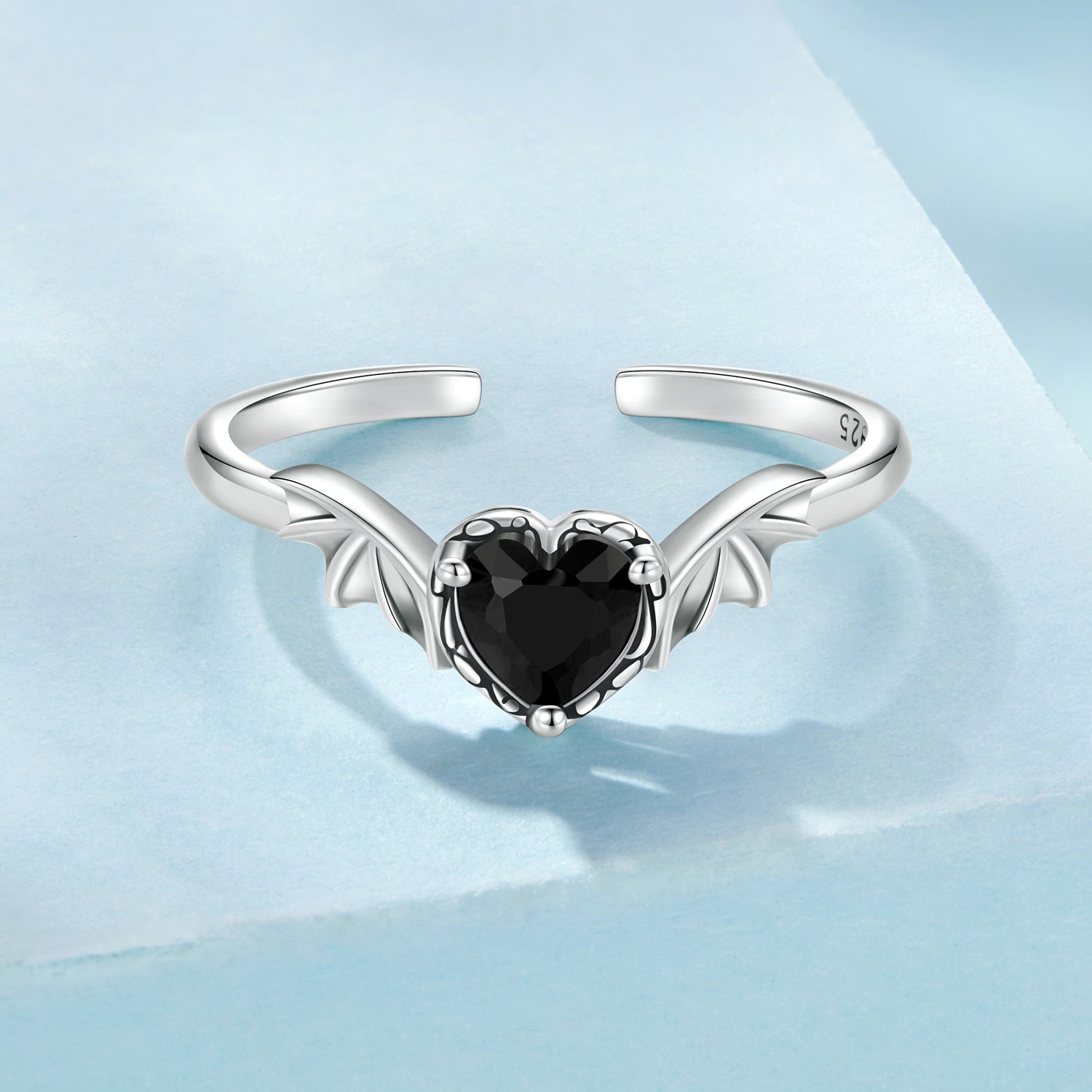 925 Sterling Silver Oxidized Pendant CZ Ring  DestGlow