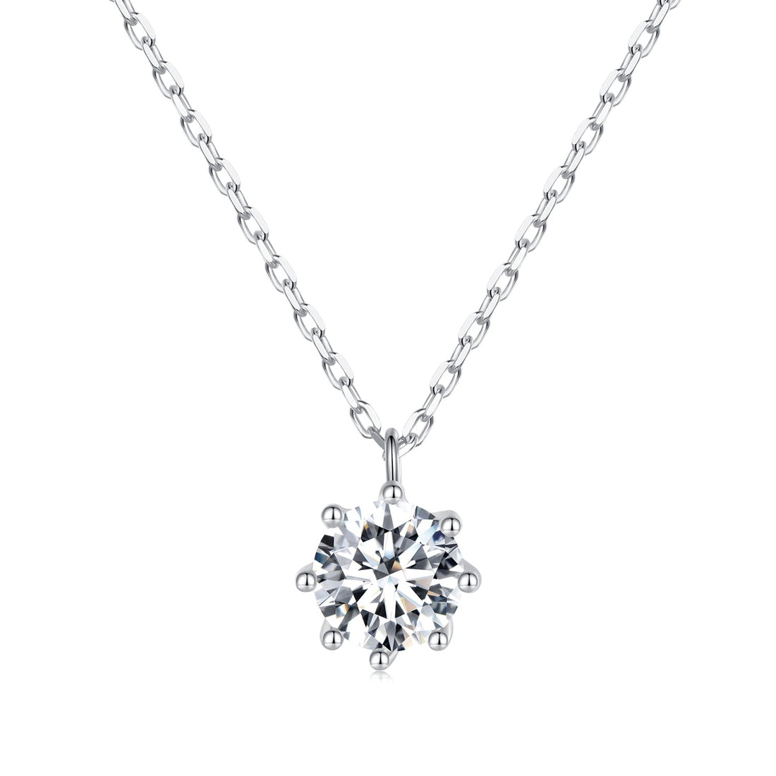 925 Sterling Silver Plated Platinum Moissanite Necklace 39+5cm for Women  DestGlow